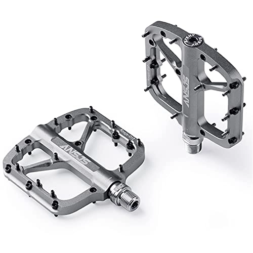 Mountain Bike Pedal : MJJCY density Mountain Bike Pedals Platform Bicycle Flat Alloy Pedals 9 / 16" Sealed Bearings Pedals Non-Slip Alloy Flat Pedals Spindle (Color : A012-Tit)
