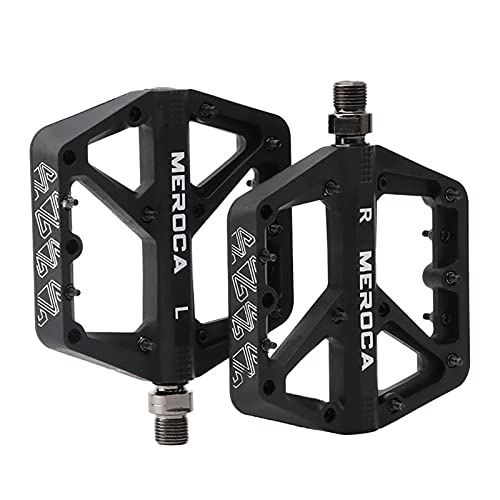 Mountain Bike Pedal : MJJCY density Mountain Road Bike Nylon Pedal Peilin Bearing Width-Width Non-slip XC Off-road Pedal Pedal Clip Mtb Rainbow Cycling Accessoires Spindle (Color : Black)