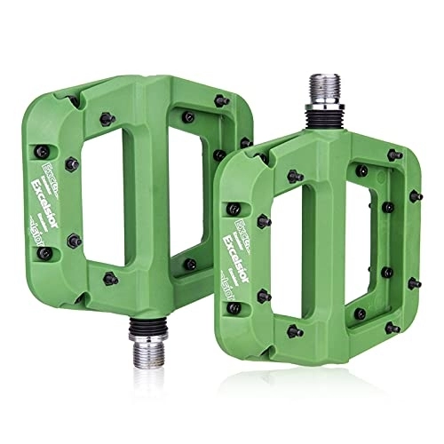 Mountain Bike Pedal : MJJCY density MTB Bike Pedal Nylon 2 Bearing Composite 9 / 16 Mountain Bike Pedals High-Strength Non-Slip Bicycle Pedals Surface for Road BMX MT Spindle (Color : Green)