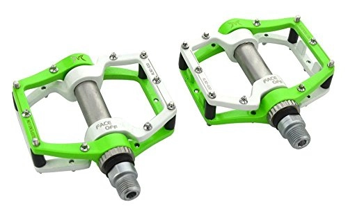 Mountain Bike Pedal : Moireouce Bike Pedals Aluminum Alloy CNC bearing Shock Absorption Bicycle Cycling Pedals for Mountain And Road, 1 Pair (Green / White)