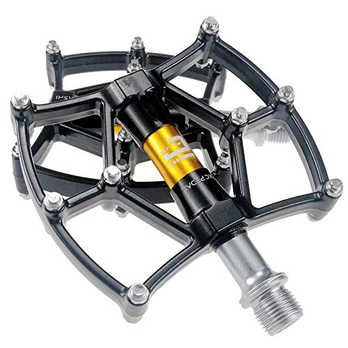 Mountain Bike Pedal : Mountain Bike 3 Bearing Pedals Aluminum Alloy Pedals Road Car Pedals Palin Pedals Flat Pedal Bicycle Accessories (black gold)