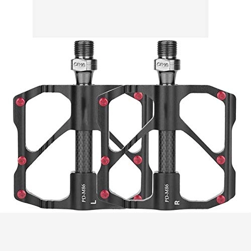 Mountain Bike Pedal : Mountain Bike Aluminum Alloy Bearing Pedal Bicycle Palin Pedal Carbon Fiber Road Bike Pedal Accessories Easy Installation (Color : Black)