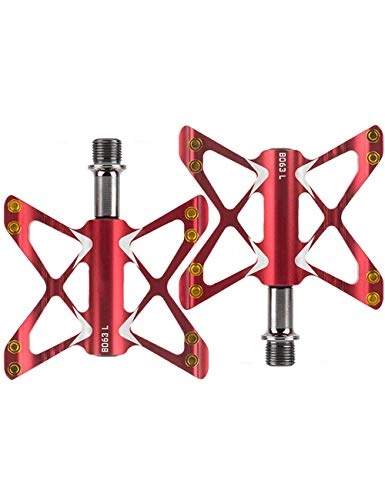 Mountain Bike Pedal : Mountain Bike Bearing Pedals, Three-bearing ultra light aluminum alloy bicycle pedal-red