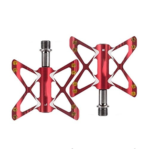 Mountain Bike Pedal : Mountain Bike Bicycle Pedal Aluminum Alloy Bearing Bearing Pedal Bicycle Bicycle Accessories Easy Installation (Color : Red)