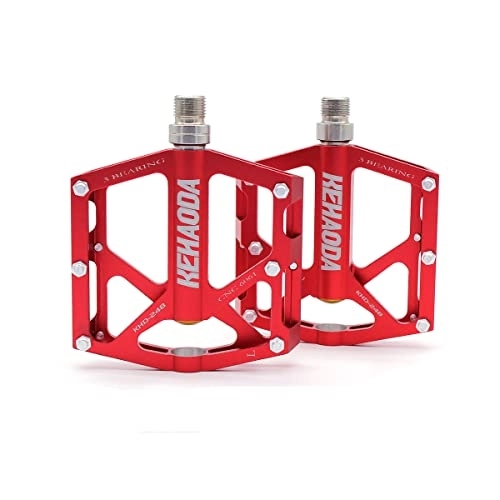 Mountain Bike Pedal : Mountain Bike Pedal-3 Bearing Non-Slip Aluminum Non-Slip Durable CNC Machining 3 Bearing Anodized Bicycle Pedal Suitable for Road and Mountain BMX MTB Bicycle 9 / 16" (red)