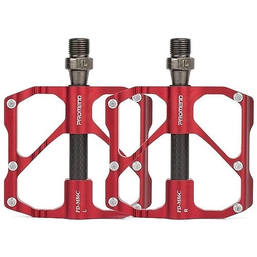 Mountain Bike Pedal : Mountain Bike Pedal Aluminum Alloy Bearing Pedal Bicycle Palin Pedal Carbon Fiber Road Bike Pedal Accessories (Red for MTB)