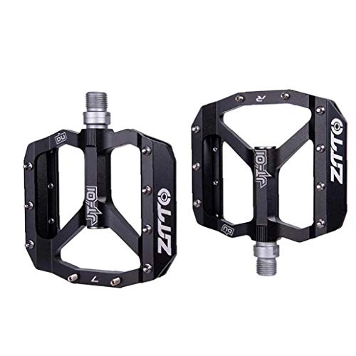 Mountain Bike Pedal : Mountain Bike Pedal Foot Riding Pedal Bearing Aluminum Alloy Black Flat Bicycle Good Grip Lightweight Convenient Cycling Accessories