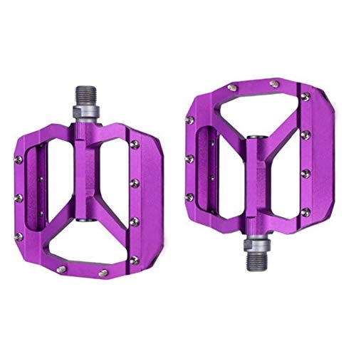 Mountain Bike Pedal : Mountain Bike Pedal Foot Riding Pedal Bearing Aluminum Alloy Purple Flat Bicycle Good Grip Lightweight Convenient Cycling Accessories