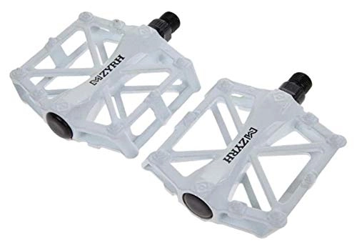 Mountain Bike Pedal : Mountain Bike Pedal MTB Pedals BMX Bicycle Flat Aluminum Alloy Pedal Nylon Multi-Colors MTB Bike Bearing Pedals Bicycle Parts Bike Pedals (Color : White)