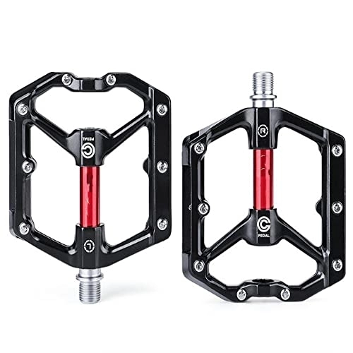 Mountain Bike Pedal : Mountain bike pedal, new aluminum non-slip durable bicycle pedal super strong and colorful (Black red)