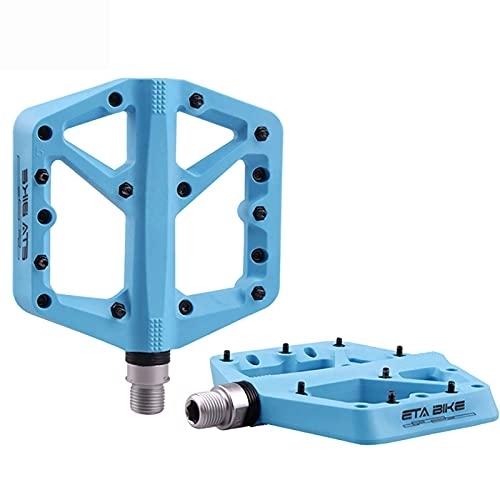 Mountain Bike Pedal : Mountain Bike Pedal, Non-Slip Lightweight Nylon Fiber Bicycle Platform Pedals, 9 / 16" Cycling 2 Bearing Pedals, for BMX Road MTB Bicycle(Four Colors) (Blue)