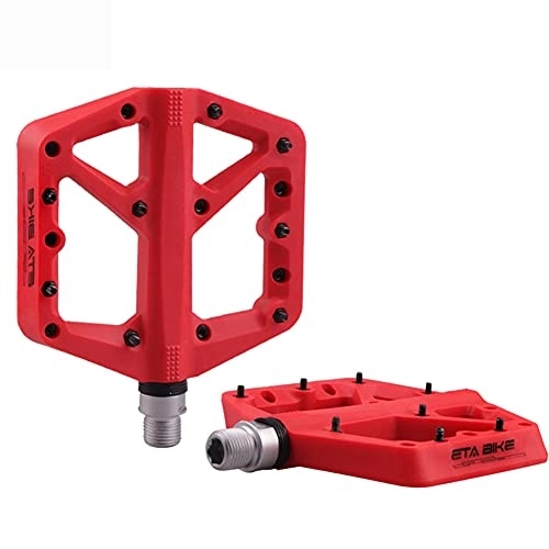 Mountain Bike Pedal : Mountain Bike Pedal, Non-Slip Lightweight Nylon Fiber Bicycle Platform Pedals, 9 / 16" Cycling 2 Bearing Pedals, for BMX Road MTB Bicycle(Four Colors) (Red)