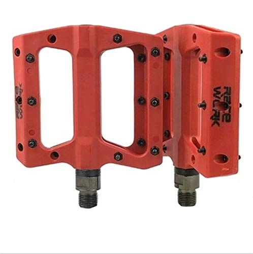Mountain Bike Pedal : Mountain Bike Pedal Nylon Fiber Non-Slip 9 / 16 Inch Bicycle Platform Flat Pedals for Road Mountain BMX MTB Bicycle Peda (Color : Red pair)