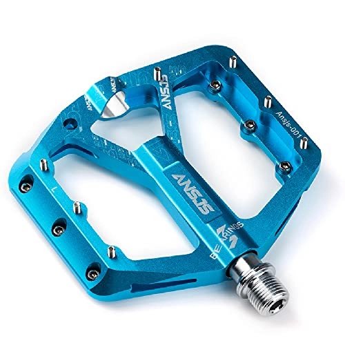 Mountain Bike Pedal : Mountain Bike Pedals 3 Bearings Bike Pedals Platform Bicycle Flat Pedals 9 / 16" Pedals Blue MTB Pedals (Blue)