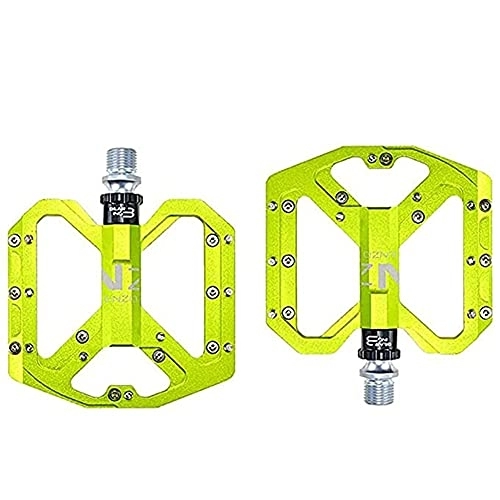 Mountain Bike Pedal : Mountain Bike Pedals 9 / 16" Aluminum Bicycle Platform Pedals 3 Bearing 18 Pins Non-Slip Wide Pedal for MTB BMX Road Bike, Green