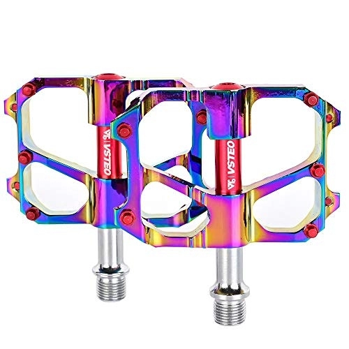Mountain Bike Pedal : Mountain Bike Pedals, 9 / 16 Inch Bicycle Pedals, Sealed Bearing, Lightweight Aluminum Alloy Colorful Wide Platform Cycling Pedal for BMX / MTB