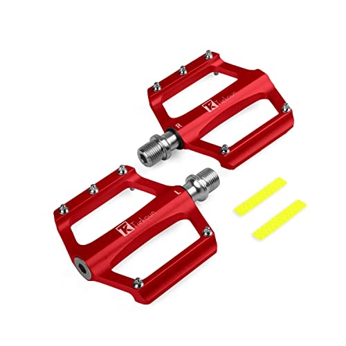 Mountain Bike Pedal : Mountain Bike Pedals, 9 / 16 Inch Non-Slip Platform Flat Road Cycling Bicycle Pedals Red