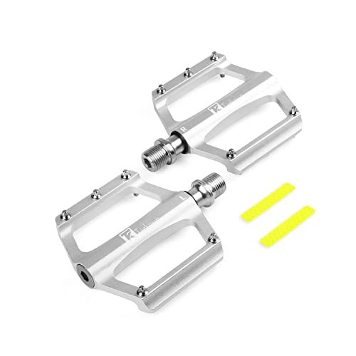 Mountain Bike Pedal : Mountain Bike Pedals, 9 / 16 Inch Non-Slip Platform Flat Road Cycling Bicycle Pedals Silver