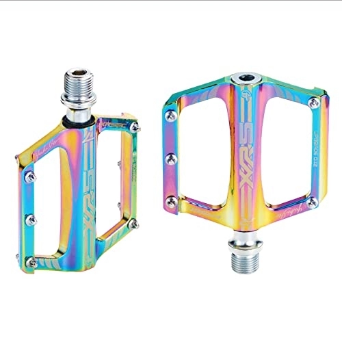 Mountain Bike Pedal : Mountain Bike Pedals, 9 / 16" Sealed Bearing Road Bicycle Flat Pedals, Universal Lightweight Aluminum Alloy Wide Platform Cycling Pedal for BMX / MTB (Colorful)