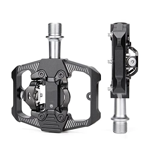 Mountain Bike Pedal : Mountain Bike Pedals, Aluminum Alloy Pedals, Dual Function Flat Bottom and SPD Pedals, 3 Sealed Bearing Platform Pedals