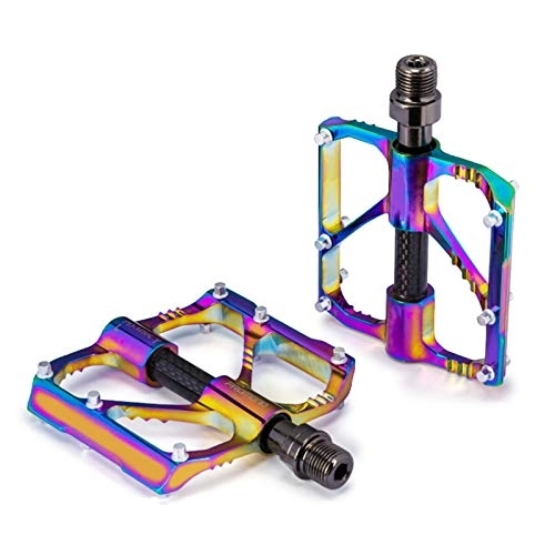 Mountain Bike Pedal : Mountain Bike Pedals, Aluminum Alloy Plating Color 3 Peilin Bearing Pedal for Mountain Road Trekking Bike, Colorful