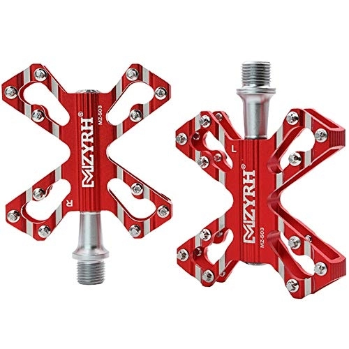 Mountain Bike Pedal : Mountain Bike Pedals Aluminum Pedals Flat Pedals Mtb Super Light Pedals Bike Premium Racing Bike Pedal Non-slip Mountain Bike Accessories For Most Bikes red, free size