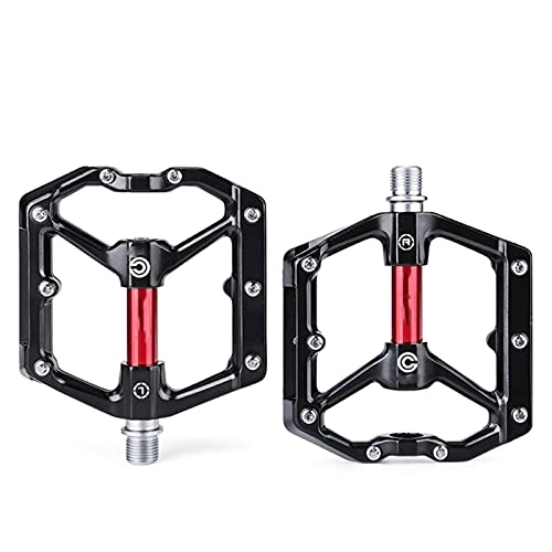 Mountain Bike Pedal : Mountain Bike Pedals Bearing Bike Pedals Bicycle Pedals Aluminum Pedal for Bikes Parts Sealed Anti-Slip (Color : Red, Size : 10.5x10.4x2.3cm)