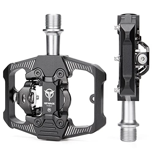 Mountain Bike Pedal : Mountain Bike Pedals - Dual Function Flat and SPD Pedal - 3 Sealed Bearing Platform Pedals SPD Compatible, Bicycle Pedals for BMX Spin Exercise Peloton Trekking Bike (Black)
