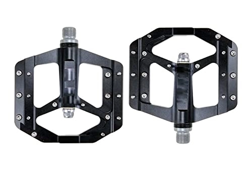 Mountain Bike Pedal : Mountain Bike Pedals, Flat Foot Pedal Sealed Bike Pedals CNC Aluminum Body For MTB Road Mountain Bike 3 Bearing Bicycle Pedal Parts (Color : Black)