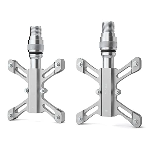 Mountain Bike Pedal : Mountain Bike Pedals, Folding MTB Quick Release Pedals Bicycle Pedal Mountain Road Bike Aluminum Alloy Pedals 9 / 16'' 3 Sealed Bearings (Color : Red) (Color : Silver)