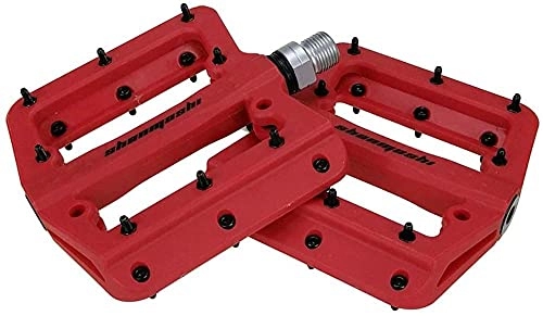 Mountain Bike Pedal : Mountain bike pedals in resin road bike platform non-slip pedals for trekking bicycles-Red