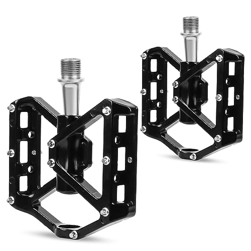 Mountain Bike Pedal : Mountain Bike Pedals MTB Bicycle Flat Pedals, Ultra Strong Aluminum Alloy Bike Flat Pedals, 3 Bearings CNC, Non-Slip Lightweight, 9 / 16" Universal, Wide Platform Pedals for Road Mountain BMX MTB eBike
