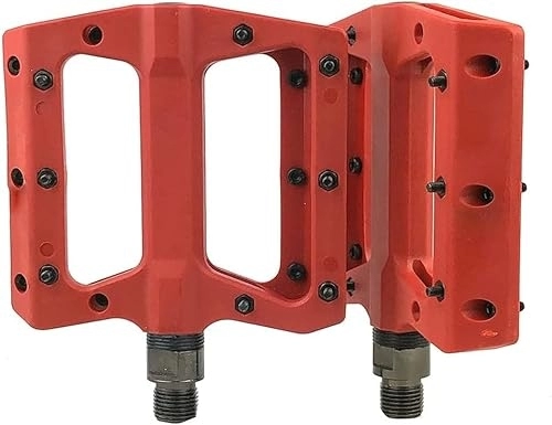 Mountain Bike Pedal : Mountain Bike Pedals, MTB Nylon Pedals 9 / 16" Mountain Wide Flat Platform Pedals Lightweight 363g (Color : Rood)