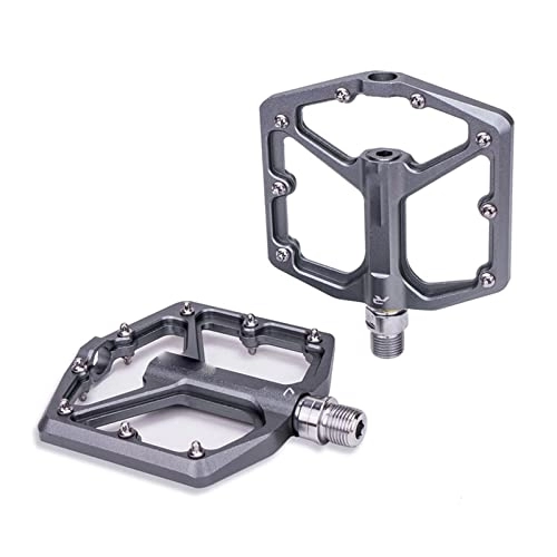 Mountain Bike Pedal : Mountain Bike Pedals, MTB Ultralight Bike Pedal Flat CNC Aluminum Alloy Road Bicycle Smooth Bearings 9 / 16 Thread Large Area For Gravel (Color : JT07 Gray)