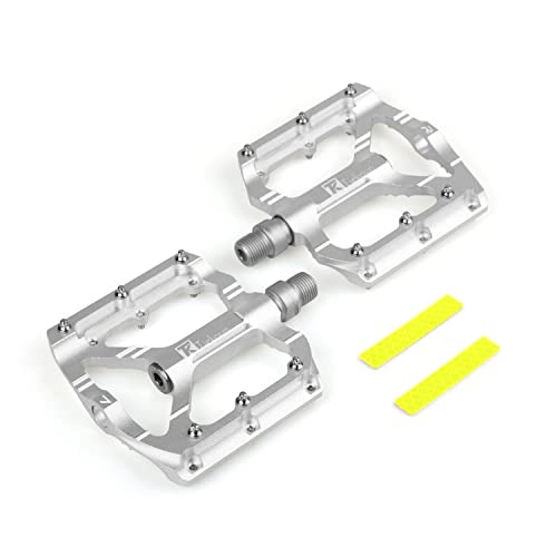 Mountain Bike Pedal : Mountain Bike Pedals, Non-Slip Platform Flat Road Cycling Bicycle Pedals 9 / 16 Inch Silver