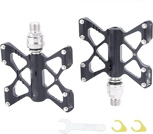 Mountain Bike Pedal : Mountain Bike Pedals, Quick Release Pedals Widening Anti-Slip Ultra Light Aluminum Alloy DU Sealed Bearings Folding Bicycle Pedals MTB Bicycle Parts (Color : Black one pair)