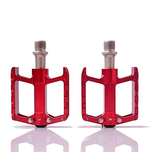 Mountain Bike Pedal : Mountain Bike Pedals Road Bicycle Pedal Accessories With Lightweight Aluminum Alloy Bearing (Color : Red, Size : 10.5x7cm)