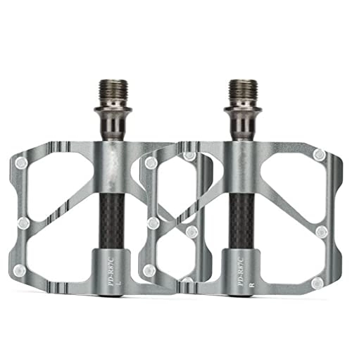 Mountain Bike Pedal : Mountain Bike Pedals, Road / MTB Aluminum Alloy 9 / 16 With Anti-Skid Nails Flat Pedals 3 Sealed Bearing 245g (Color : Titanium, Size : Mountain bike)
