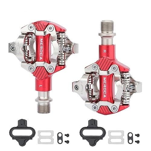 Mountain Bike Pedal : Mountain Bike Pedals SPD Pedals Aluminum Alloy Cycling Pedal Cleats Set for Shimano SPD Clipless Pedals Adjustable Self-Locking SPD Pedals DU Bearing Universal Bicycle Pedals (Red)