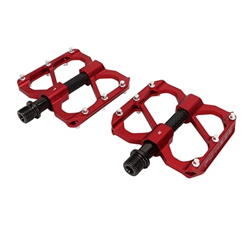Mountain Bike Pedal : Mountain Bike Pedals, Strong Steel Shaft Flat Platform Pedals CNC Aluminum Alloy Body for Replacement(Red)