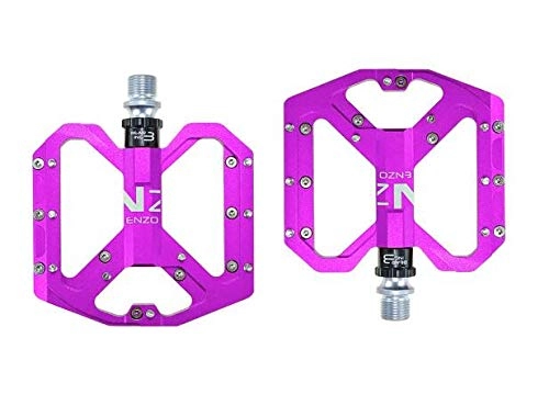 Mountain Bike Pedal : Mountain Non-Slip Bike Pedals Platform Bicycle Flat Alloy Pedals 9 / 16" 3 Bearings for Road MTB Fixie Bikes Purple
