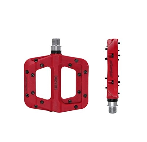 Mountain Bike Pedal : MTB Bike Pedal Nylon 3 Bearing Composite 9 / 16 Mountain Bike Pedals High-Strength Non-Slip Bicycle Pedals Surface for Road BMX MT durable (Color : Red)