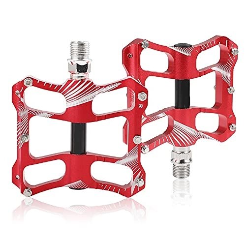 Mountain Bike Pedal : MTB Bike Pedals 2 Sealed Bearing Ultralight Anti-slip BMX Mountain Road Cycling Pedals Flat Platform Bicycle Parts (Color : Red)