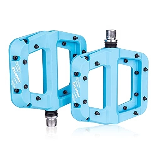 Mountain Bike Pedal : MTB Bike Pedals Non-Slip Nylon fiber Mountain Bike Pedals Platform Bicycle Flat Pedals 9 / 16 Inch Cycling Accessories Bike pedals (Color : Blue)