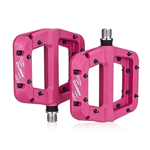 Mountain Bike Pedal : MTB Bike Pedals Non-Slip Nylon fiber Mountain Bike Pedals Platform Bicycle Flat Pedals 9 / 16 Inch Cycling Accessories Bike pedals (Color : Pink)