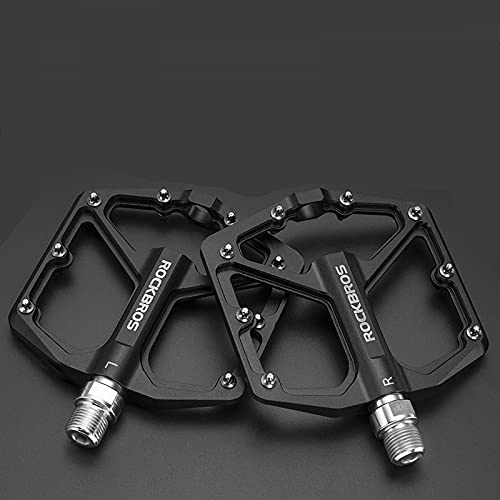 Mountain Bike Pedal : MTB Cycling Ultralight Pedal Bike Bicycle Sealed DU Bearing Pedals Aluminum Alloy CRMO Non-slip Cleat Bike Part Pedals-K203 - black