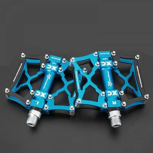 Mountain Bike Pedal : MTB Cycling Ultralight Pedal Bike Bicycle Sealed DU Bearing Pedals Aluminum Alloy CRMO Non-slip Cleat Bike Part Pedals-Two-Color Knight [Blue