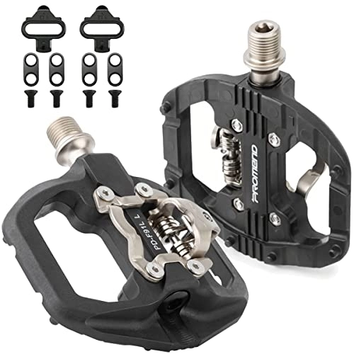 Mountain Bike Pedal : MTB Pedals SPD Flat Dual Platform with Cleats - Compatible with Shimano SPD Clipless Bike Pedals, 3 Sealed Bearing Lightweight Nylon Fiber Bicycle Pedal for Gravel BMX City Bike