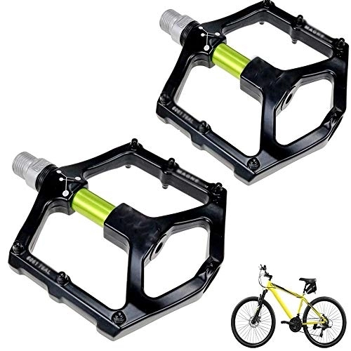 Mountain Bike Pedal : MU 9 / 16 inch Flat Platform Pedals, Anti-Slip Pedals Mountain Bike, MTB Bike Platform Pedals for Mountain BMX Road Accessories Bicycles, Green