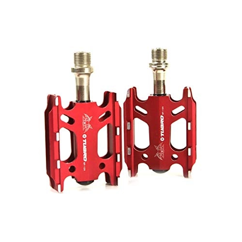 Mountain Bike Pedal : MUZIWENJU Bike Pedals, 9 / 16 Cycling Sealed Bearing Bicycle Pedals - Gold / Red (Color : Red)